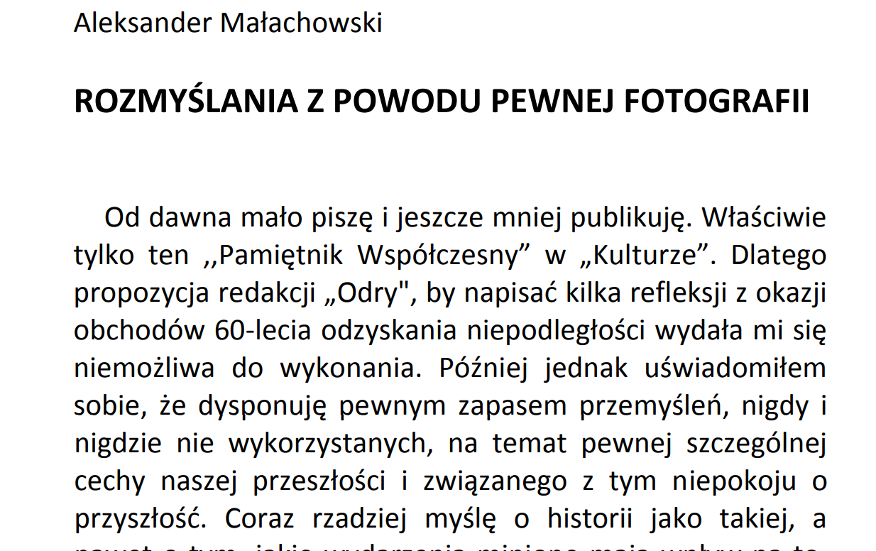 Warto przeczytać: „Rozmyślania z powodu pewnej fotografii”